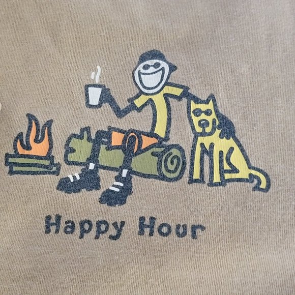 Life is Good Happy Hour Campfire Dog Smiley Jake Hot Drink SS M - Picture 3 of 10